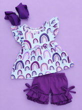 Load image into Gallery viewer, Purple Rainbow Shorts Set