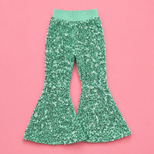 Load image into Gallery viewer, Mint Green Sequin Bell Bottom Pants