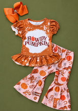 Load image into Gallery viewer, Howdy Pumpkin Bell Bottom Set