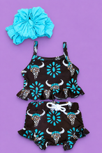 Load image into Gallery viewer, Turquoise Skull Shorties Set