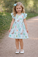 Load image into Gallery viewer, Girls Llama Twirl Dress – Cactus Flutter Sleeve Boutique Dress