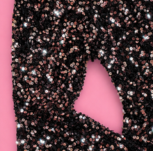 Load image into Gallery viewer, Black Sequin Bell Bottom Pants