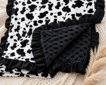 Load image into Gallery viewer, Black Cow Minky Baby Blanket
