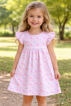 Load image into Gallery viewer, Pastel Bunny Print Girls Dress – Easter Spring Cotton Boutique Dress