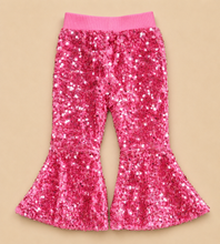 Load image into Gallery viewer, Pink Sequin Bell Bottoms