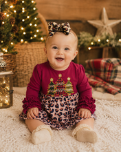 Load image into Gallery viewer, Leopard &amp; Burgundy Christmas Dress