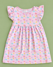 Load image into Gallery viewer, Pastel Bunny Print Girls Dress – Easter Spring Cotton Boutique Dress