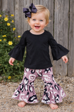 Load image into Gallery viewer, Grey Leopard Bell Bottom Set