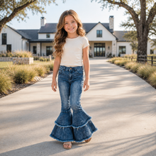 Load image into Gallery viewer, Dark Wash Double Bell Bottom Jeans