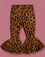 Load image into Gallery viewer, Distressed Leopard Double Bell Bottoms