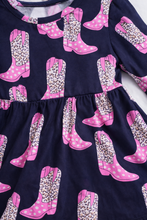 Load image into Gallery viewer, Pink Leopard Cowgirl Boots Dress