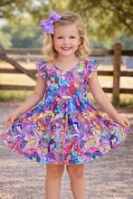 Load image into Gallery viewer, Girls Fairytale Princess Twirl Dress – Magical Flutter Sleeve Boutique Dress