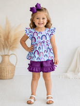 Load image into Gallery viewer, Purple Rainbow Shorts Set