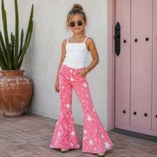 Load image into Gallery viewer, Pink Star Bell Bottom Jeans