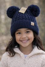 Load image into Gallery viewer, KIDS Solid Double Pom Beanie