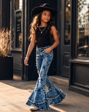 Load image into Gallery viewer, Light Wash Denim Double Bell Bottom Jeans