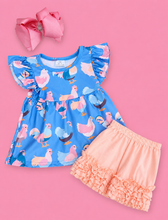 Load image into Gallery viewer, Pastel Chicken Ruffle Icing Shorts Set