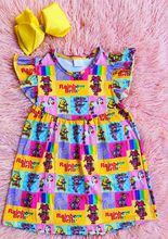 Load image into Gallery viewer, Retro Rainbow Brite Flutter Sleeve Dress