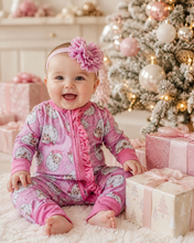 Load image into Gallery viewer, Pink Santa Ruffled Bamboo Sleeper