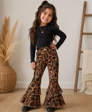 Load image into Gallery viewer, Distressed Leopard Double Bell Bottoms