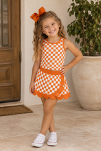Load image into Gallery viewer, Orange Checkered Skort Set