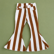 Load image into Gallery viewer, Striped Flare Denim Jeans