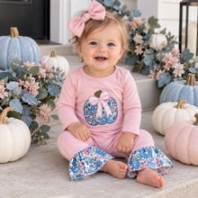 Load image into Gallery viewer, Pink Floral Pumpkin Romper