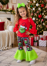 Load image into Gallery viewer, Grinch Fur Bell Set