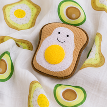 Load image into Gallery viewer, Mud Pie Avocado Toast Muslin Swaddle &amp; Rattle Baby Gift Set