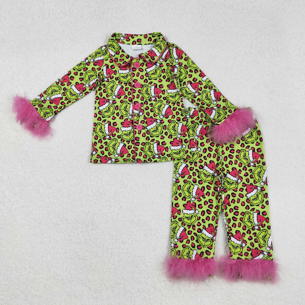 Leopard Grinch Fur Pajama Set