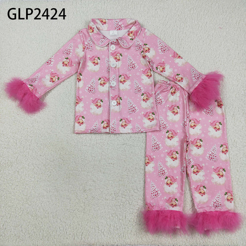 Pink Santa Fur Pajama Set