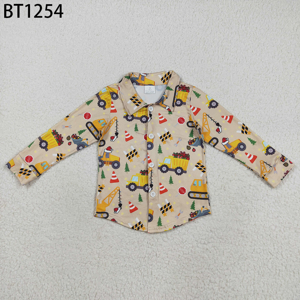 Christmas Construction Button Up Shirt