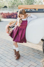 Load image into Gallery viewer, Plum Pinafore Suede Dress