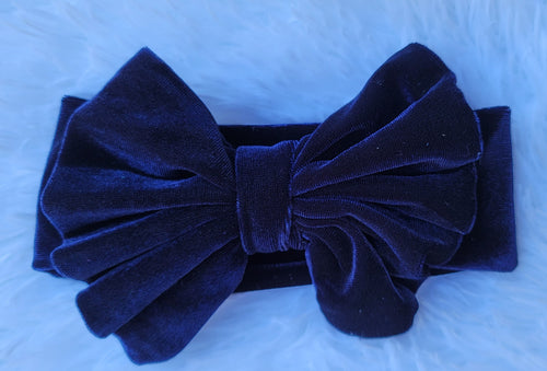 Navy Velvelt Headwrap Bow