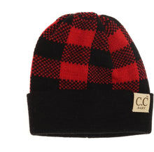 Load image into Gallery viewer, C.C. BABY Buffalo Plaid Cuff Beanie