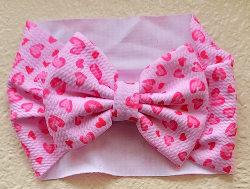 Pink Hearts Headwrap Bow