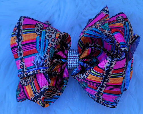 Leopard Cactus Serape Bow