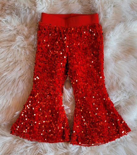 Red Sparkle Bell Bottoms