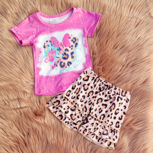 Leopard Minnie Mouse Shorts Set