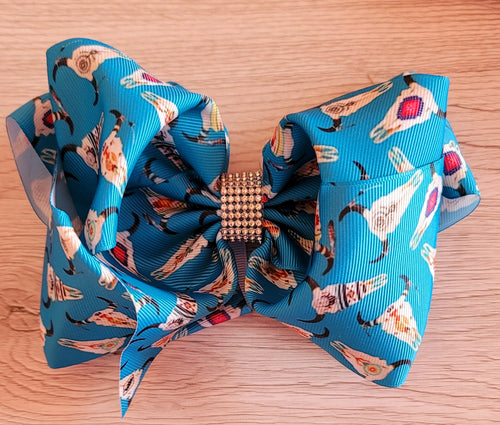 Boho Cow Skull Bow