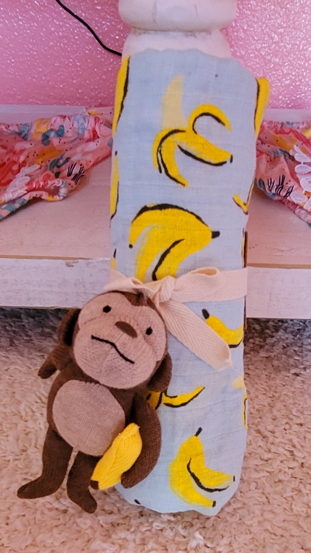 Banana Swaddle & Monkey Rattle