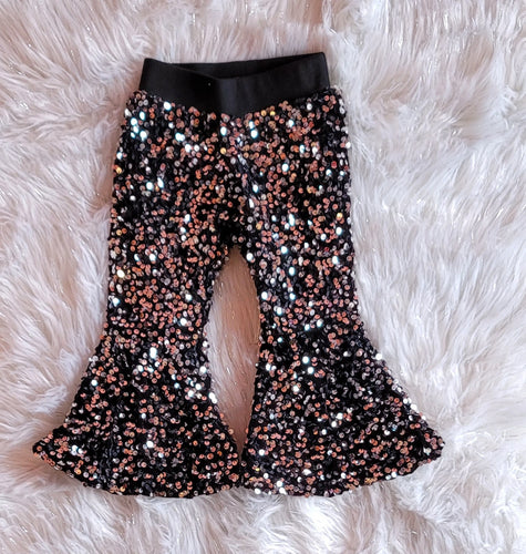 Black Sparkle Bell Bottoms