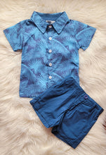 Load image into Gallery viewer, Blue Palm Shorts Set