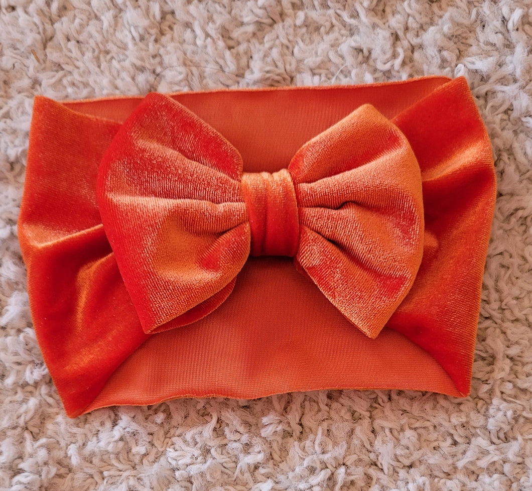 Orange Velvet Headwrap Bow