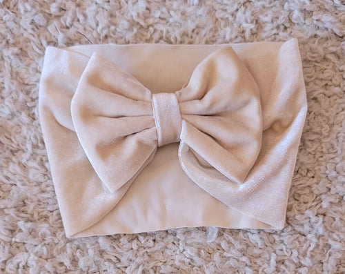 Cream Velvet Headwrap Bow