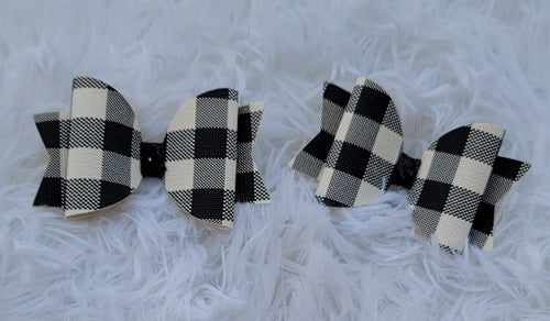 Black & White Plaid Clip Bows