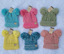 Load image into Gallery viewer, KIDS Multi Tone Double Pom Beanie