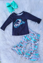 Load image into Gallery viewer, Turquoise Howdy Bell Bottom Set