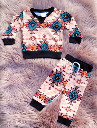 Black Aztec Jogger Set