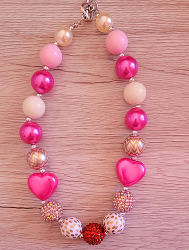 Magenta Pink Heart Necklace